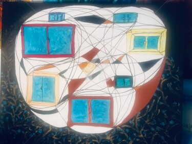 Painting titled "les fenêtres" by Sany Huzak, Original Artwork, Oil
