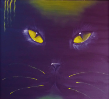 Pittura intitolato "gato aurora boreal" da São Vieira, Opera d'arte originale, Acrilico