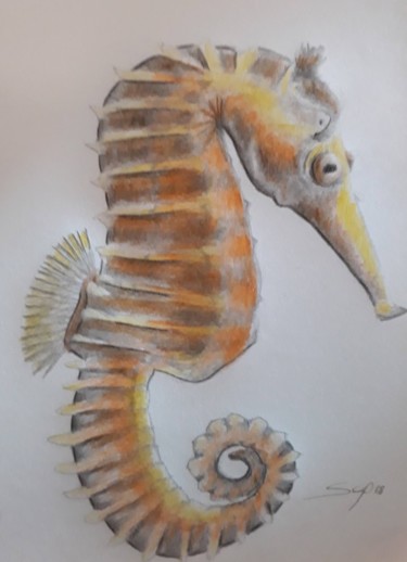 Pintura intitulada "seahorse" por São Vieira, Obras de arte originais, Lápis