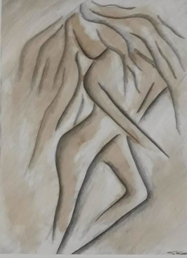 Pintura intitulada "Traços de mulher" por São Vieira, Obras de arte originais, Aquarela