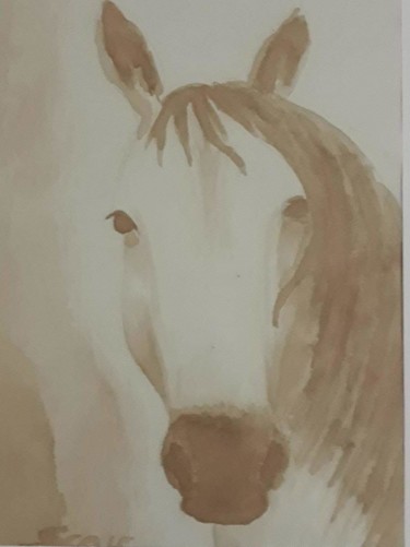 Painting titled "Horse" by São Vieira, Original Artwork, Watercolor