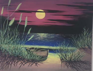 Painting titled "Por do sol" by São Vieira, Original Artwork, Acrylic