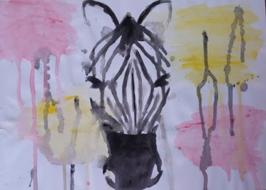 Malarstwo zatytułowany „Zebra” autorstwa São Vieira, Oryginalna praca, Akwarela