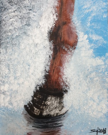 Pintura intitulada "Cascos nas ondas do…" por São Vieira, Obras de arte originais, Óleo