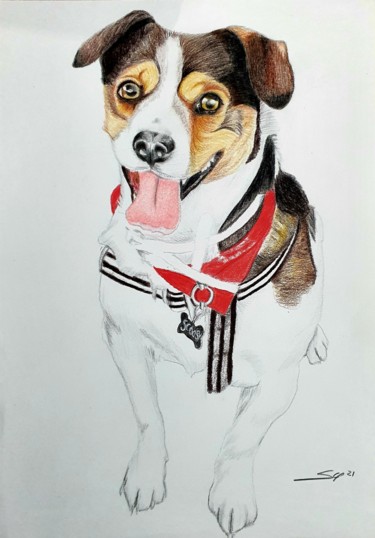 Painting titled "Scooby" by São Vieira, Original Artwork, Pencil