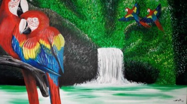 Картина под названием "pequeno paraíso" - São Vieira, Подлинное произведение искусства, Акрил Установлен на Деревянная рама…