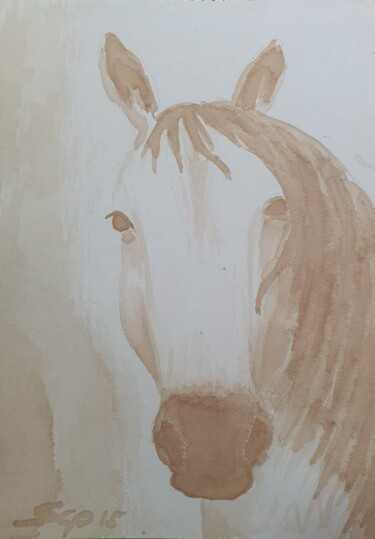Картина под названием "wine Horse" - São Vieira, Подлинное произведение искусства, Акварель