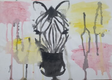 Картина под названием "Zebra" - São Vieira, Подлинное произведение искусства, Гуашь