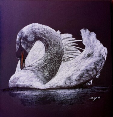 Pintura titulada "Cisne" por São Vieira, Obra de arte original, Lápiz