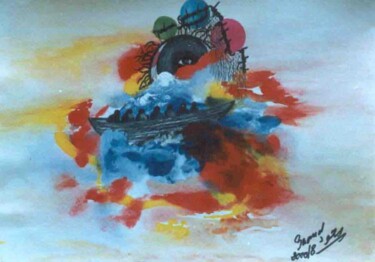 Peinture intitulée "Voyage de la mort" par Saoud, Œuvre d'art originale, Huile