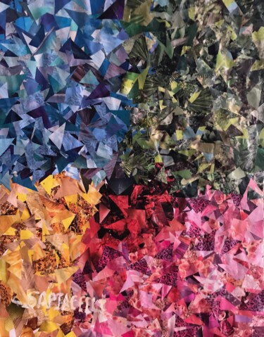 Painting titled "Collage Les 4 saiso…" by Sapiacelli, Original Artwork
