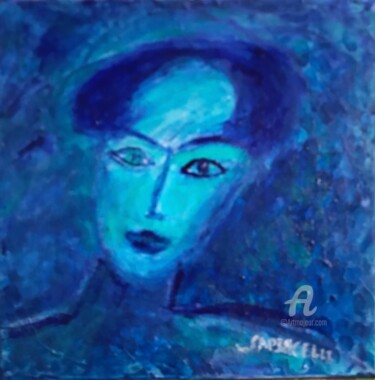 Painting titled "La femme BLEUE" by Sapiacelli, Original Artwork, Acrylic
