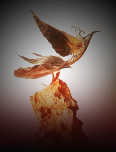 Design intitulée "Fire Bird" par Sapir Gelman, Œuvre d'art originale, Métaux