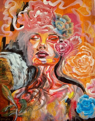 Pittura intitolato "Wildflower whisper" da Sapna Ojha Sapna Ojha, Opera d'arte originale, Acrilico