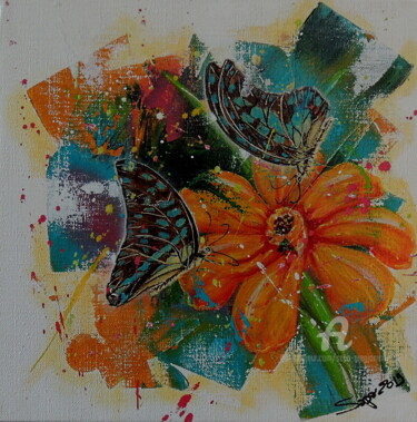 Painting titled "Série "Mariposas" 06" by Gregory Jomain (Sapo), Original Artwork, Acrylic Mounted on Wood Stretcher frame