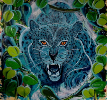 Peinture intitulée "L'esprit Jaguar" par Gregory Jomain (Sapo), Œuvre d'art originale, Acrylique Monté sur Châssis en bois