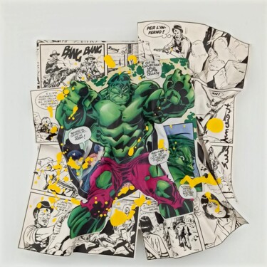 Painting titled "Fighting Hulk" by Sara Arnaout, Original Artwork, Acrylic