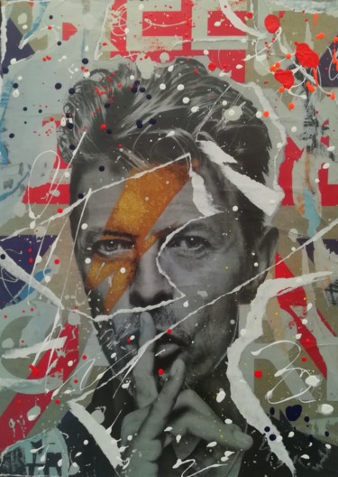 Collages getiteld "David Bowie" door Sara Arnaout, Origineel Kunstwerk, Acryl