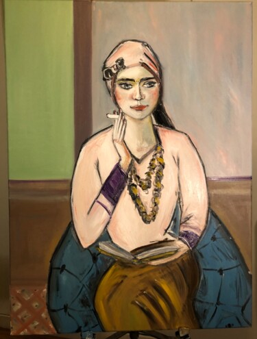 Painting titled "Mujer" by Sara Bento San Román, Original Artwork, Oil Mounted on Wood Stretcher frame