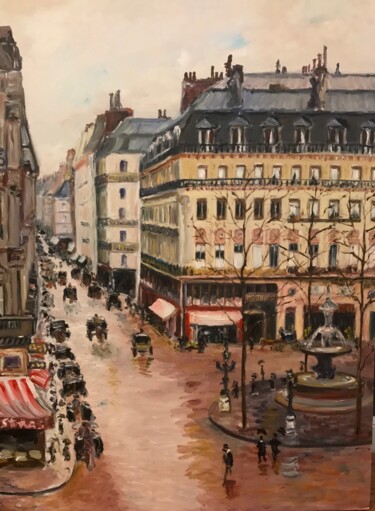 Pintura titulada "Una calle de Paris" por Sara Bento San Román, Obra de arte original, Oleo Montado en artwork_cat.