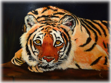 Painting titled "tigre" by Sara Elena Besson, Original Artwork, Oil