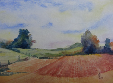 Painting titled "country-side" by Sara Elena Besson, Original Artwork, Watercolor