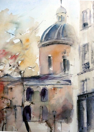 Painting titled "A Paris" by Sara Elena Besson, Original Artwork, Watercolor