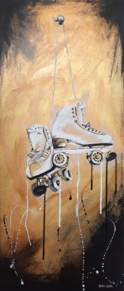 Картина под названием "Gold Memory" - Sara Lora, Подлинное произведение искусства, Акрил Установлен на Деревянная рама для н…