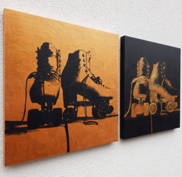 Malerei mit dem Titel "Gold Passion, Dark…" von Sara Lora, Original-Kunstwerk, Acryl Auf Keilrahmen aus Holz montiert