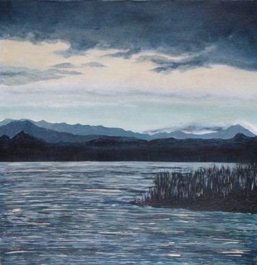 Painting titled "Lago dopo la pioggia" by Sara Maio, Original Artwork, Oil