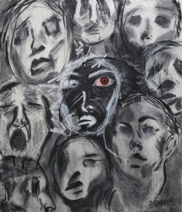 Painting titled "sans titre" by Sara Mekhfi, Original Artwork, Charcoal