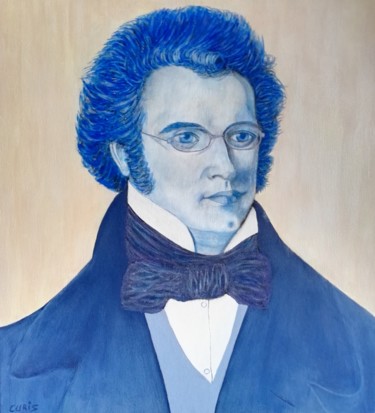 Painting titled "Schubert, portrait" by The_edge_of_chaos, Original Artwork, Acrylic
