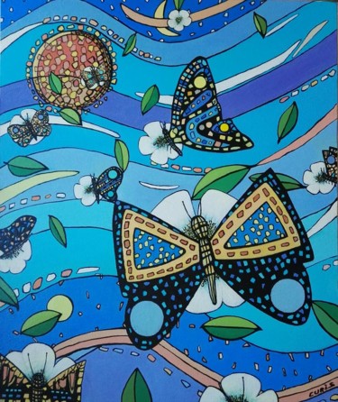 Painting titled "The butterflys" by The_edge_of_chaos, Original Artwork, Acrylic