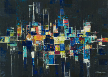 Картина под названием "Night Rhythm" - Sara Swati, Подлинное произведение искусства, Акрил Установлен на Деревянная рама для…