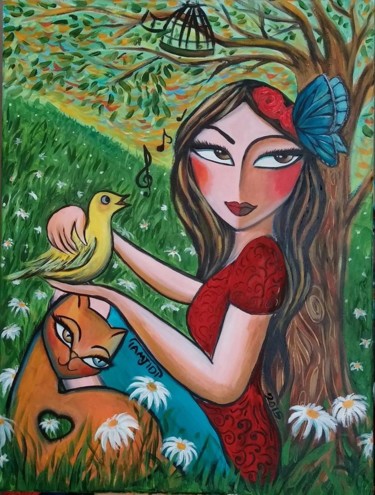 Peinture intitulée "Retour du printemps" par Sara Tamjidi, Œuvre d'art originale, Acrylique