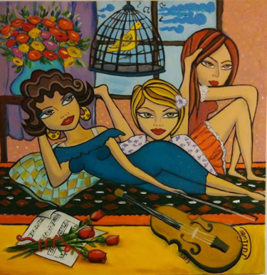 Peinture intitulée "Les trois soeurs" par Sara Tamjidi, Œuvre d'art originale, Acrylique