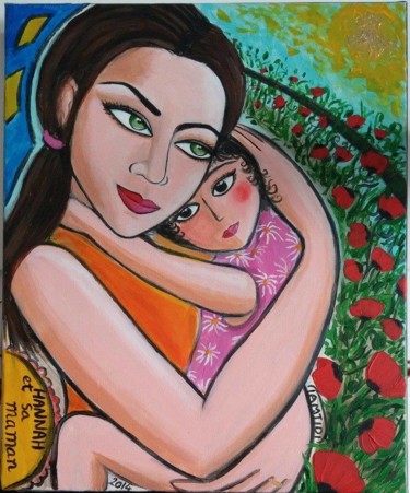 Peinture intitulée "Hanna et sa maman" par Sara Tamjidi, Œuvre d'art originale, Acrylique