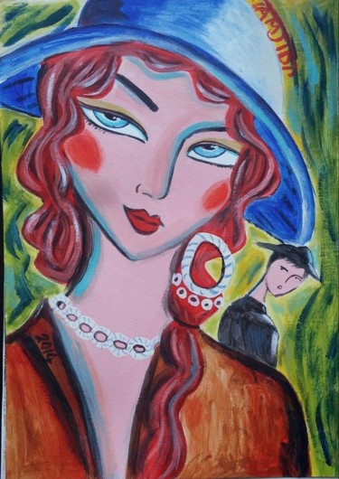 Painting titled "Elle fait tourner l…" by Sara Tamjidi, Original Artwork, Acrylic