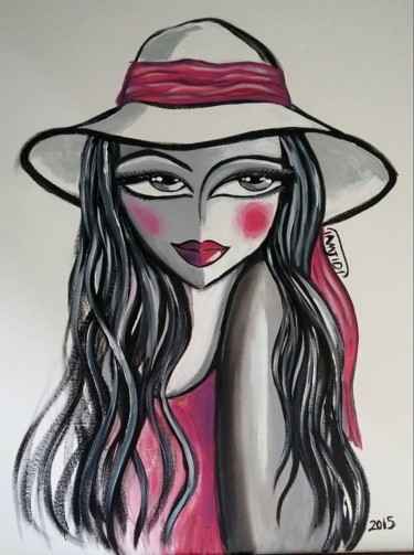 Peinture intitulée "Pink lady by Sara T…" par Sara Tamjidi, Œuvre d'art originale, Acrylique