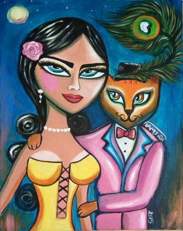 Peinture intitulée ""Gentleman cat" by…" par Sara Tamjidi, Œuvre d'art originale, Acrylique