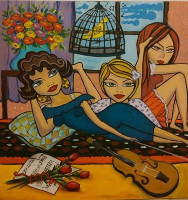 Peinture intitulée "Les trois sœurs  by…" par Sara Tamjidi, Œuvre d'art originale, Acrylique