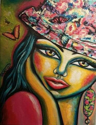 Pintura intitulada "Rainbow in her eyes" por Sara Tamjidi, Obras de arte originais, Acrílico