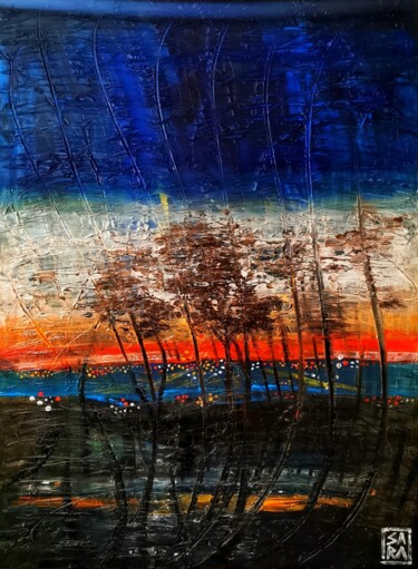 Peinture intitulée "Electric Sunset Lig…" par Sara Verdini, Œuvre d'art originale, Acrylique