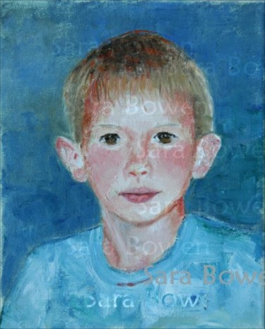 Painting titled "Boy In Blue Shirt" by Sara B, Original Artwork