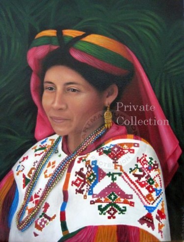 Malerei mit dem Titel "Mujer Huasteca. (Hu…" von Sarabel Möller, Original-Kunstwerk