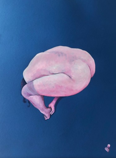 Peinture intitulée "Position fœtale" par Crazyevening, Œuvre d'art originale, Acrylique Monté sur Verre