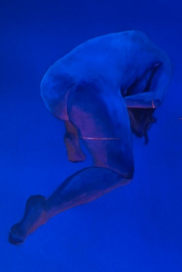 Nu laser Peinture intitulée "Nu laser" par Crazyevening, Œuvre d'art originale, Acrylique Monté sur Verre