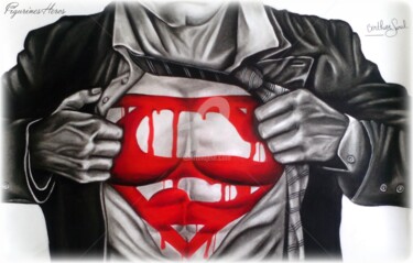 Dessin intitulée "Superman" par Sarah Berthier, Œuvre d'art originale