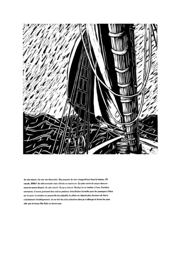 Druckgrafik mit dem Titel "Tempête" von Zora, Original-Kunstwerk, Linoldrucke