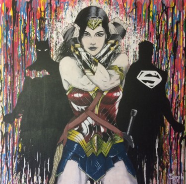 Pintura intitulada "Wonder woman" por Sarah De Facci, Obras de arte originais, Acrílico